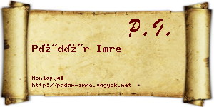 Pádár Imre névjegykártya
