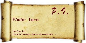 Pádár Imre névjegykártya